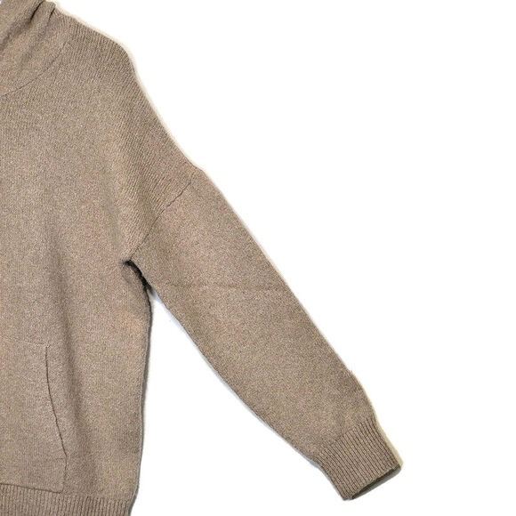 Theory Alpaca Blend Hooded Kangaroo Pocket Relaxed Fit Tan Sweater Size M - Picture 4 of 12